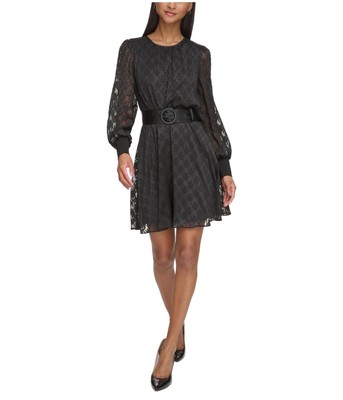 Karl Lagerfeld Womens Metallic Fit & Flare Dress
