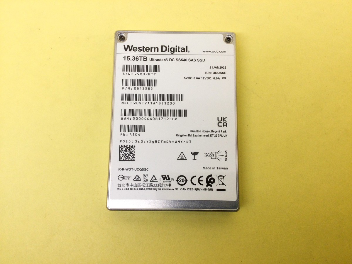 WD Ultrastar DC SS540 15.36TB SAS 12Gb/s 2.5in SSD WUSTVA1A1BSS200