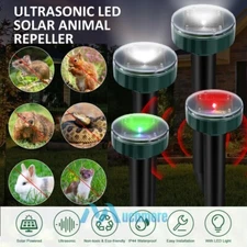 LOT Outdoor Solar Power Ultrasonic Mole Pest Garden Animal Repeller w/ LED Light