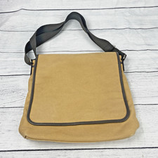 LEVENGER Tan Canvas Messenger Crossbody Laptop Bag Adjustable Strap 12 x 12"