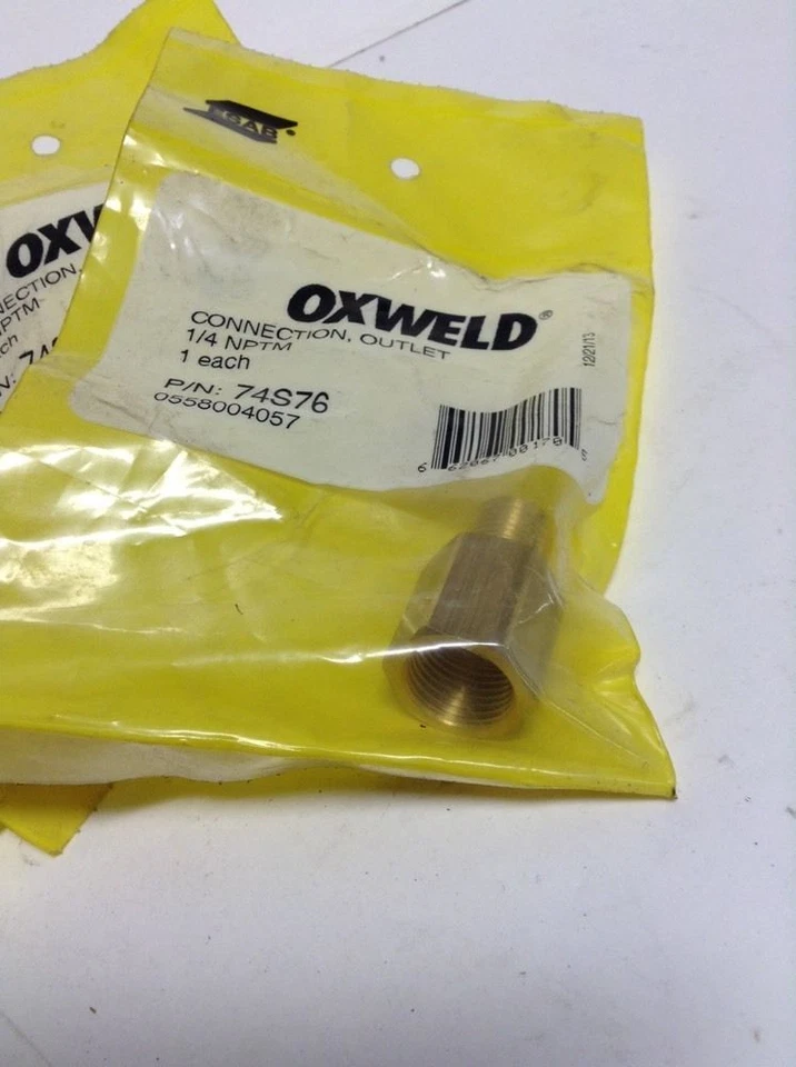 *NIB* ESAB Oxweld Outlet Connection 1/4 NPTM P/N: 74S76 (Lot of 4) *Warranty* - Image 2 of 3