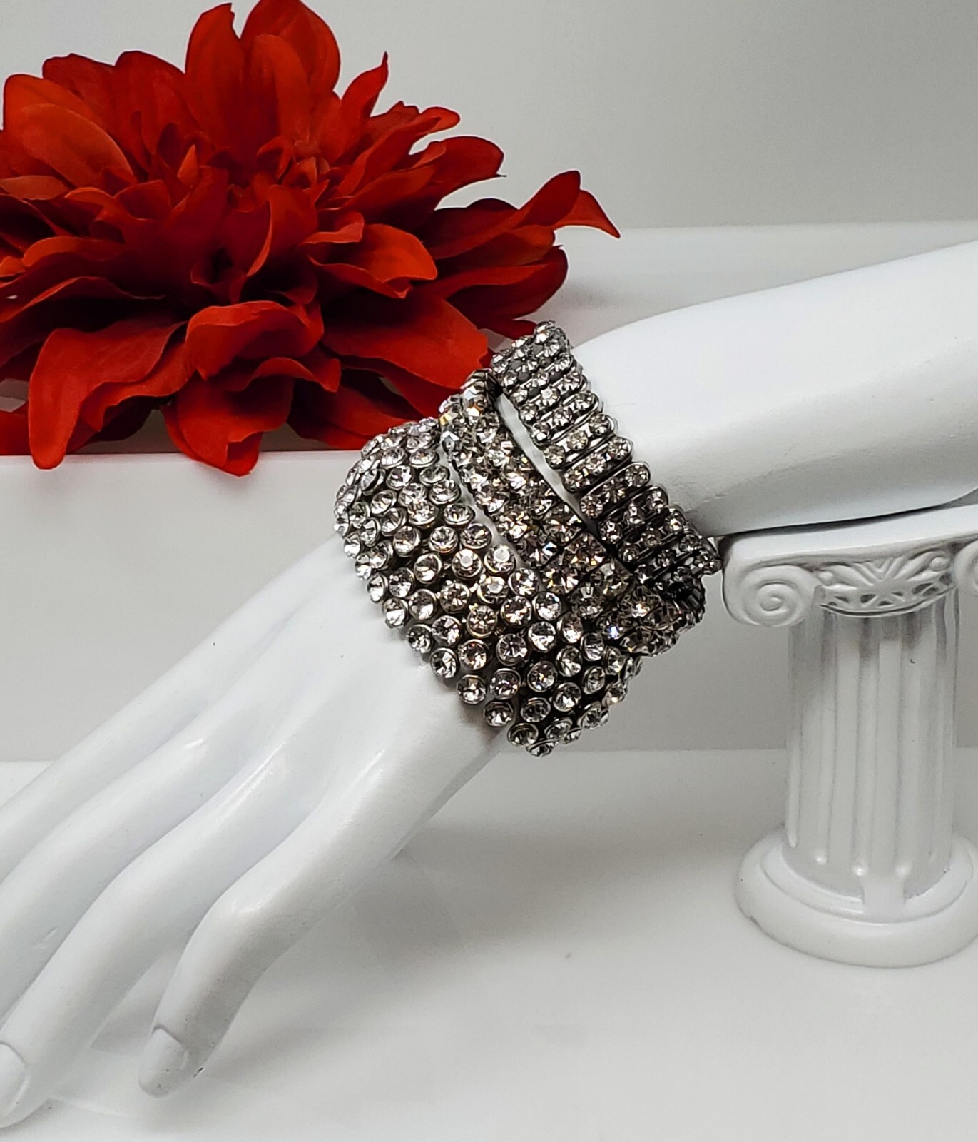 Three Clear Rhinestone Stretch Bracelets - One ma… - image 1
