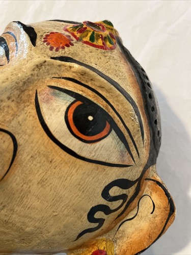 Vintage 2 Large India Papier Mache Paper Head Bust Sculpture Folk Art Rajasthani - Picture 14 of 24