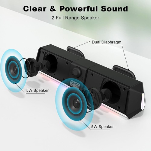 SOULION R80 Bluetooth Computer Speakers, USB Speakers with Digital Clock...SH3 - Picture 2 of 8