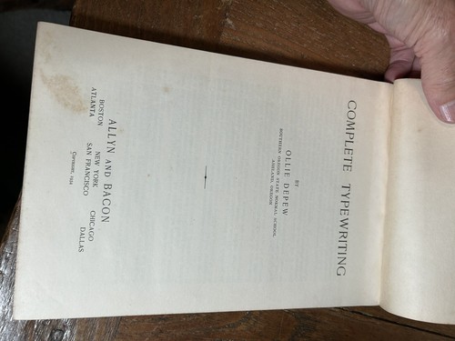 ©1934 COMPLETE TYPEWRITING by Ollie DEPEW business textbook deep blue HB cover - Picture 5 of 17