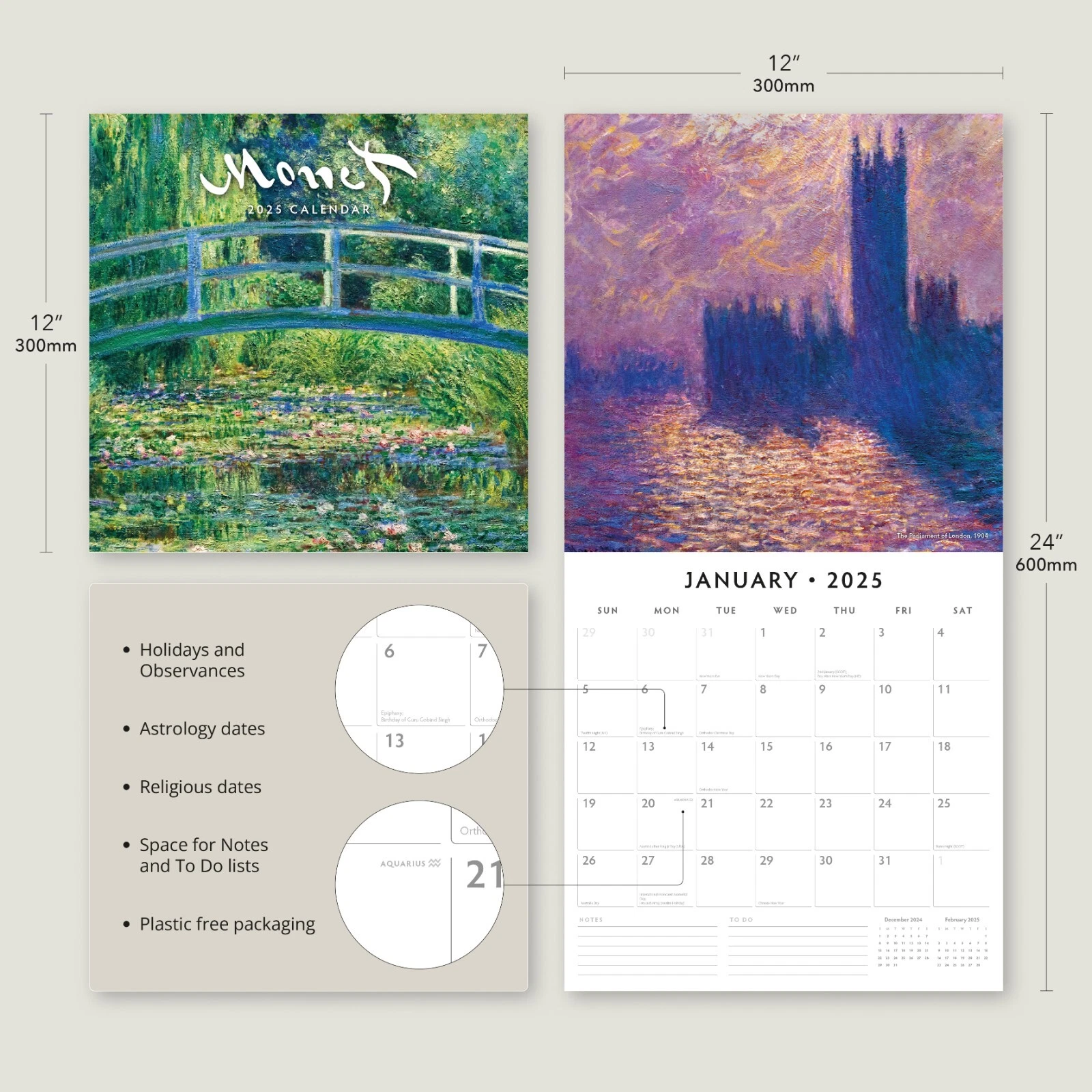 Monet 2025 Square Wall Calendar
