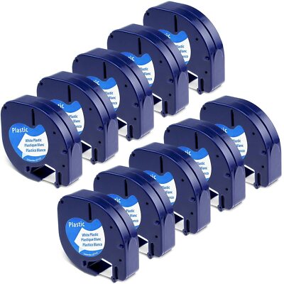 10x komp.91221 DYMO LetraTag LT-100H XR 12mm schwarz auf weiß Plastic Label Tape