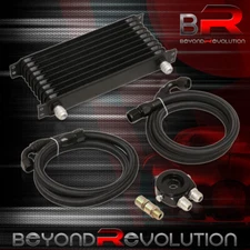 9 Row AN10 10AN JDM Engine Transmission Oil Cooler Relocation Kit Black + Filter