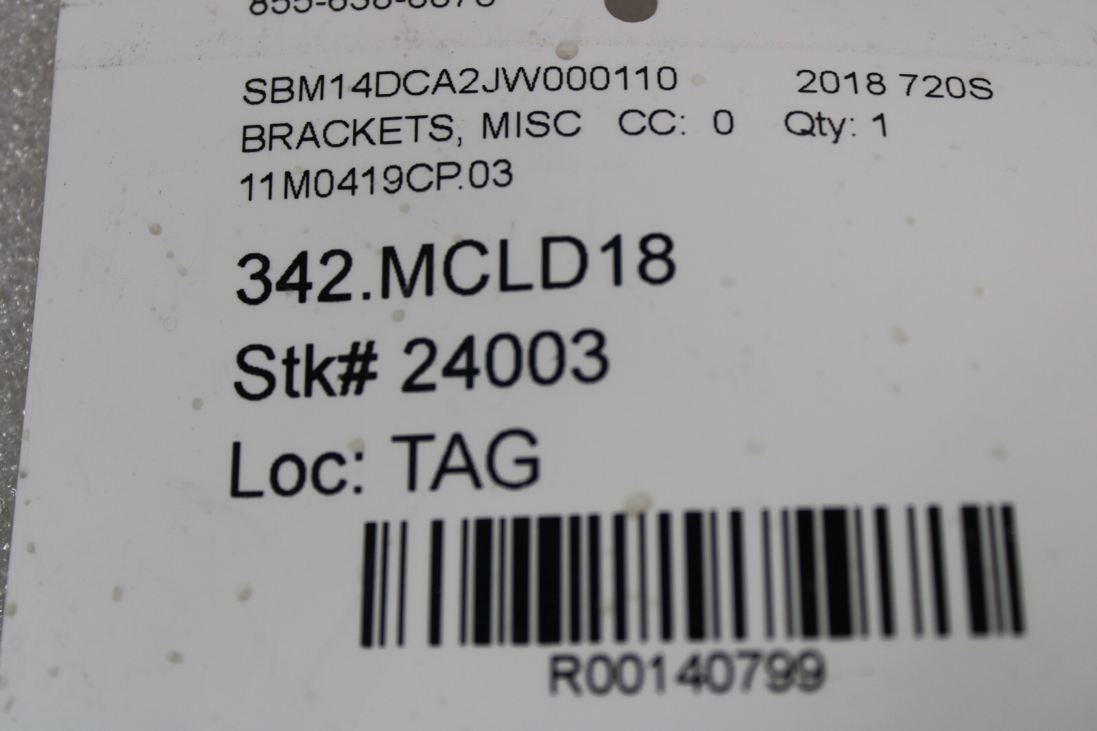 McLaren 720S, Air Cleaner Base, Used, P/N 11M0419CP
