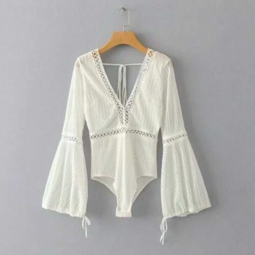 Long Sleeve Jumpsuit White Jumpsuits & Playsuits for Women