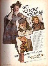 1978 Aris Knit Gloves Shelley Hack Sexy Blonde Vintage Print Ad 1970s