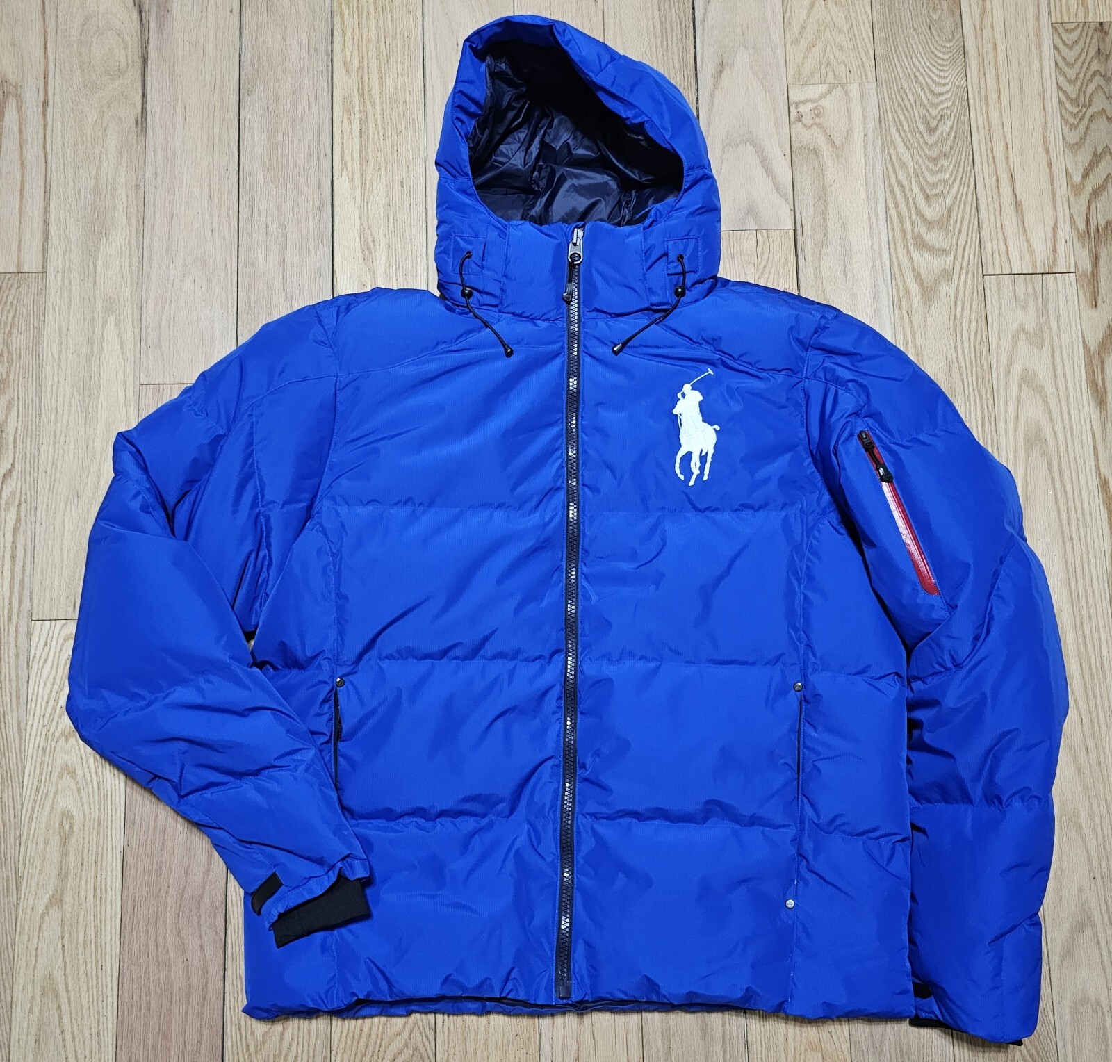 Polo Ralph Lauren Uomo Giacca Grande & Alta Cappotto Blu Reale Grande Pony Tampone Cappuccio