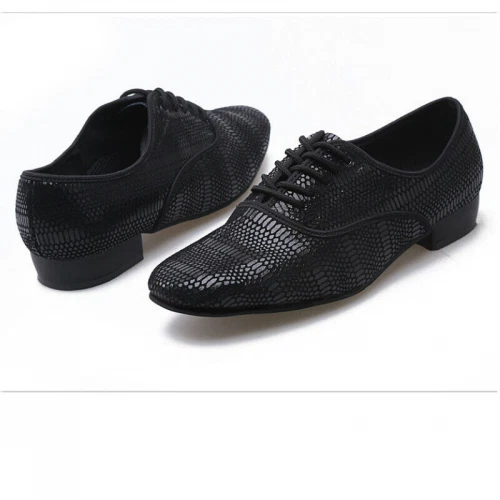 Scarpe Da Ballo Uomo In PU – Tacco Basso 2cm – Tango, Latino, Sala – Nero/Bianco - Foto 4