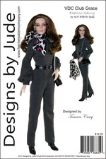 Doll Sewing Pattern for 16.5" RTB101 Body Dolls, Fashion Savvy VDC Grace Tonner