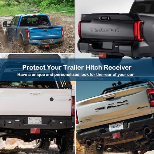 2 Inch American Flag Hitch Cover – Heavy-Duty Stainless Steel Trailer Hitch Cover For Trucks & SUVs
