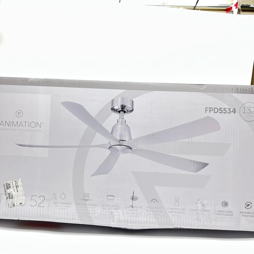 FANIMATIO 52'' Indoor/Outd. Ceiling Fan with Grey Weathered Wood Blades & Remote - Image 2 of 4