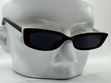 Vintage Y2K Eyeglasses NOS Narrow Black Cream Cat Eye Mini Specs