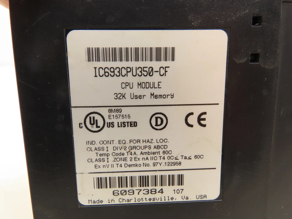 GE Fanuc IC693CPU350-CF Module 32K User Memory PLC - Image 2 of 4