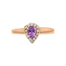 Natural Amethyst Gemstone Women Wedding Ring Rose Gold Plated Silver