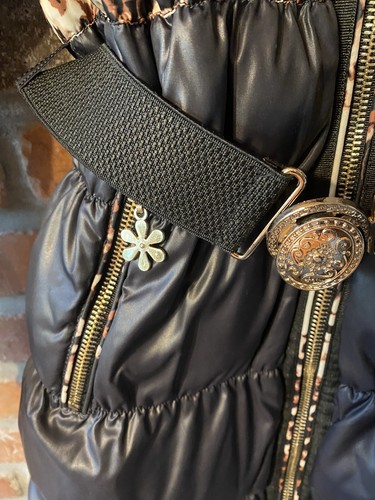 Lisa-Rella Girls' Quilted 80% Down Coat with Real Fur Trim Animal Print Sz 10 A - Picture 8 of 17