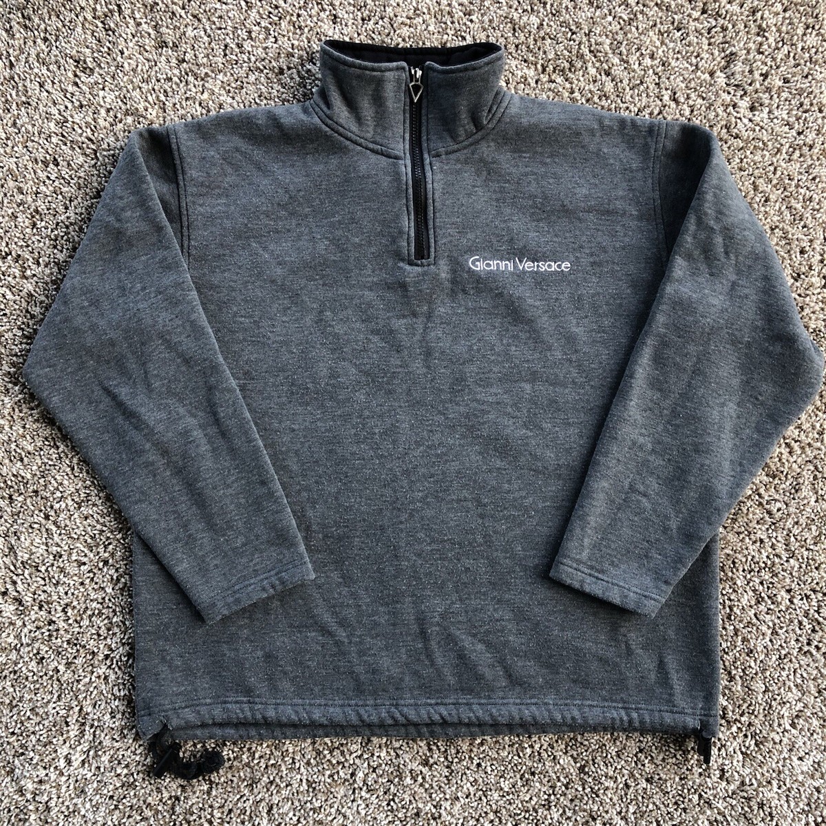 Versace Classic V2 Pullover Mens M Gray Sweater 1/4 Zip Gianni