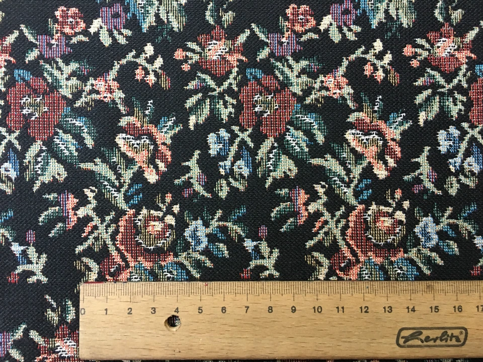 Gobelin Baumwolle Deko Möbelstoff Patchwork Stoff Vorhang Gardine Blumenmuster - Bild 3 von 4