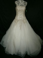 San Patrick Pronovias Wedding Dress 8-10 Ivory Huge Ballgown Tulle Bling 4,280
