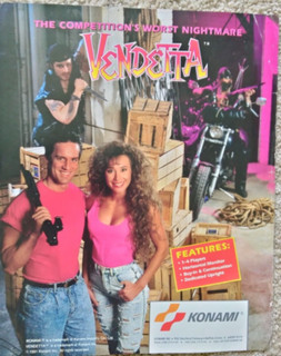 Konami Vendetta Left Side Art Cabinet Graphics and Game Ad.