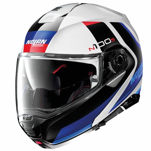 Casco Modulare Apribile NOLAN N100-5 HILLTOP N-COM Metal  White/Black/Blue/Red | eBay
