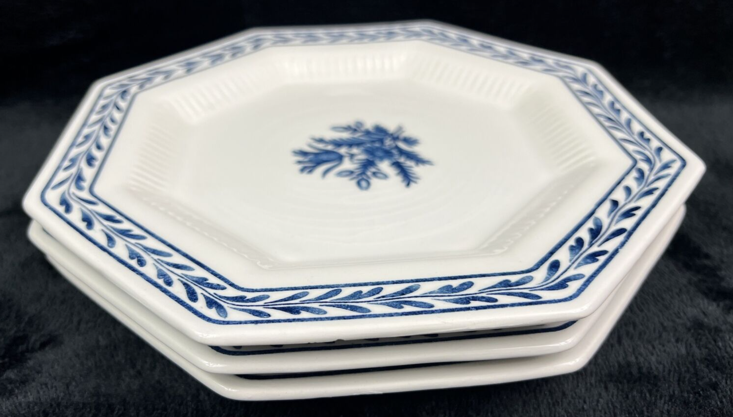 Independence Castleton China Ironstone Blue Tulip Salad Plates~~Set 3