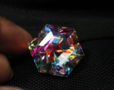 A+ 50 CT+ Rainbow Colour Hexagon Cut Natural Mystic Topaz Certified Gemstone