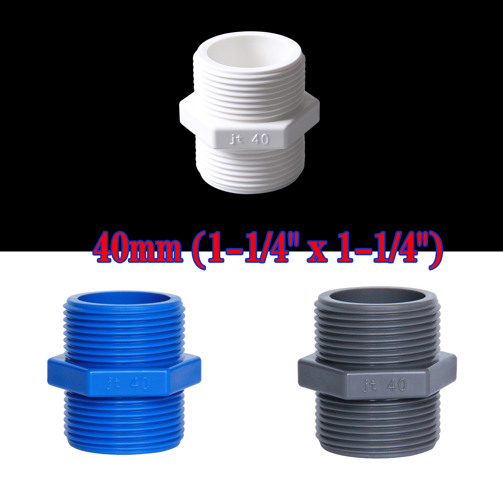 1/2" 2" PVC Double Nipple Male Thread x Male Thread PVC Pipe Fittings