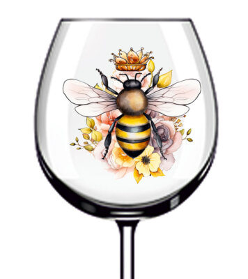 12x Bienenkönigin mit Blume Becher Weinglas Flasche Vinyl Aufkleber Abziehbilder s759