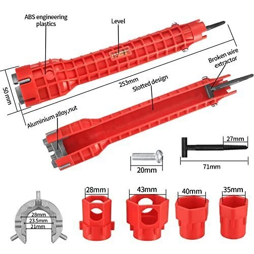 14 IN 1 FAUCET SINK BASIN INSTALLER PIPE WRENCH TAP SPANNER MULTIFUNCTION TOOLS - Image 3 of 4