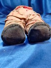 Antique Primitive Cloth Rag doll Button eyes Straw stuffed Jointed rattle inside — photo 9