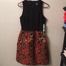 tahari by arthur s. levine women's Dress NWT Black/red/gold Sz8