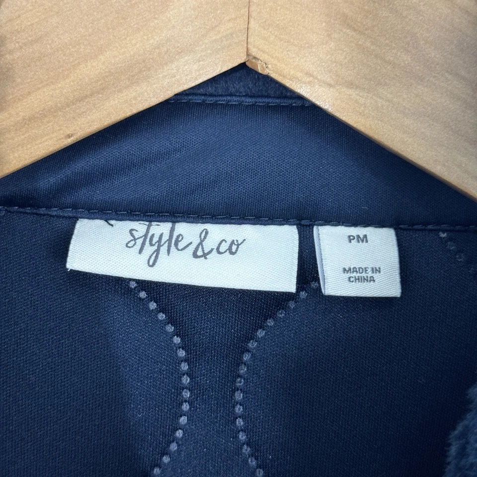 Chaqueta Sherpa Style & Co. Para Mujer Talla PM Petite Mediana Azul Mixta Nueva Foto 2 de 4