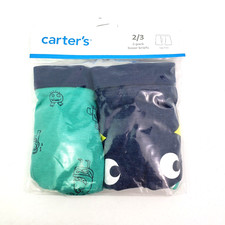 Carter's Boy Size 2/3 21-21.5 Tag Free 100 Cottom Boxer Briefs Underwear 2 Pack