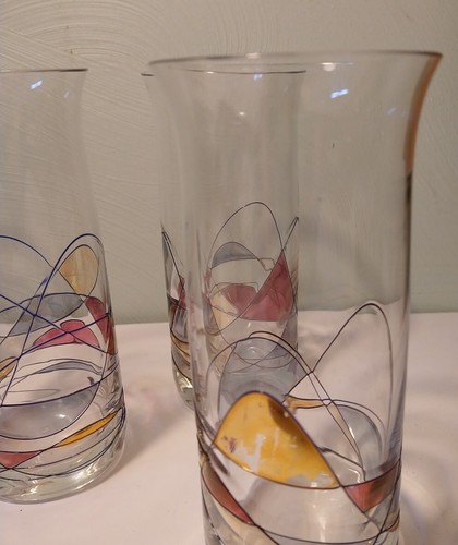 Lot/5 PartyLite Mosaic Stained Glass 6 3/8" Drinking Glasses - Picture 4 of 9