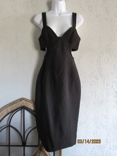 Gianni Bini 0 black pencil cocktail dress cut out sides buit in bra slit skirt