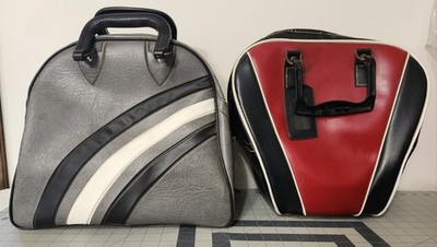 LOT OF 2 Vintage Leather Bowling Ball Bags, Carriers, Holders