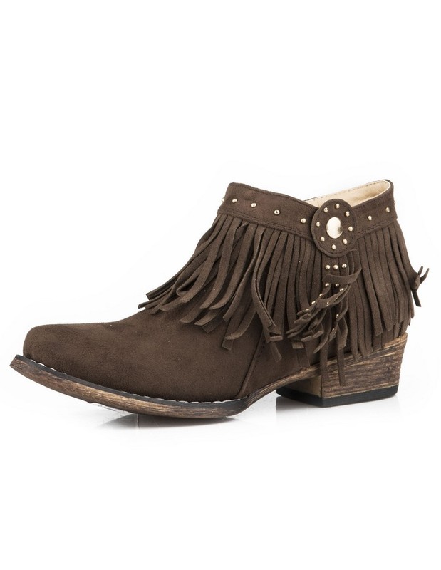 Roper Western Boot Girls Ankle Snip 10 Child Brown 09-018-1567-2764 BR CLEARANCE