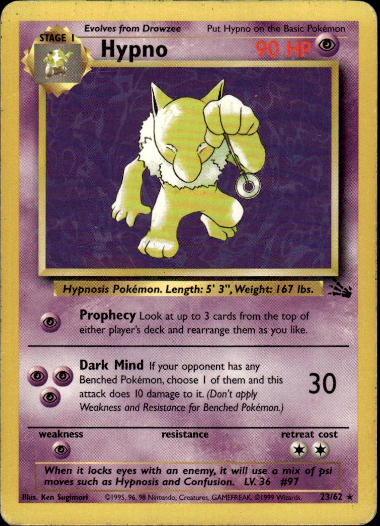 Hypno 8 Holo Rare Fossil 08/62 Psychic Unlimited Pokemon Card