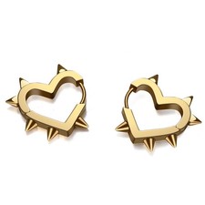 Stainless Steel Gothc Earrings, Punk Heart Earrings Hoops, grunge Emo Accessorie