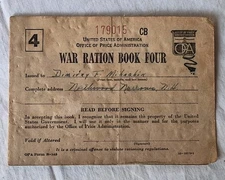 WWII War Ration Book No.4 #213633