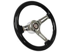 1968-1970 Shelby Gt500 Mustang Black Ash Wood Steering Wheel Kit 6-bolt 1968-1970 Shelby Gt500 Mustang Black Ash Wood Steering Wheel Kit 6-bolt