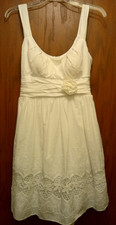 NWT City Studio Women Size 7 Dress White Embroidered Flowers, Lined Tool Ruffle