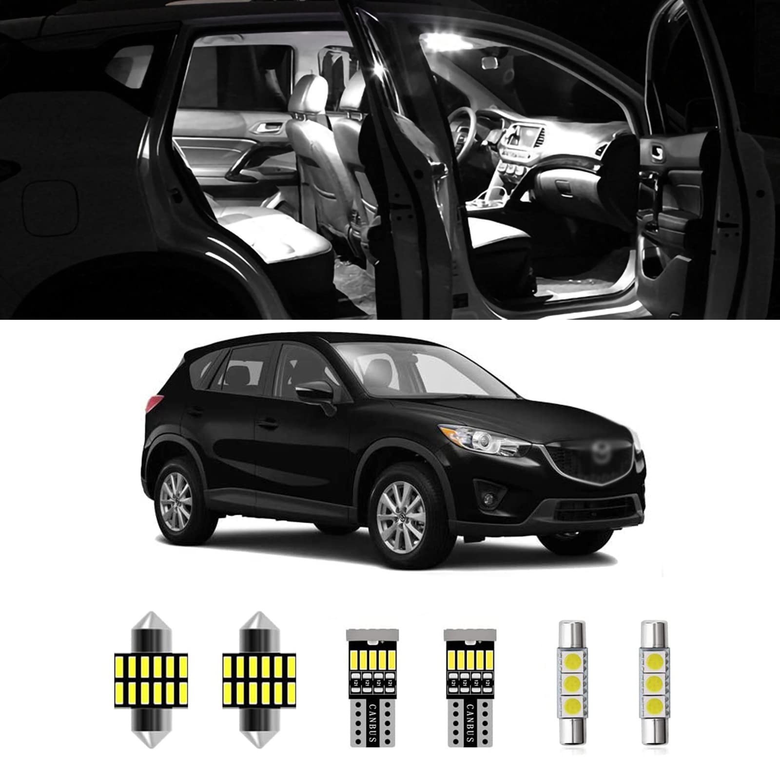 9pcs Mazda CX5 Interior LED Lights Kit Super Bright LED Map Dome Light Bulbs ...