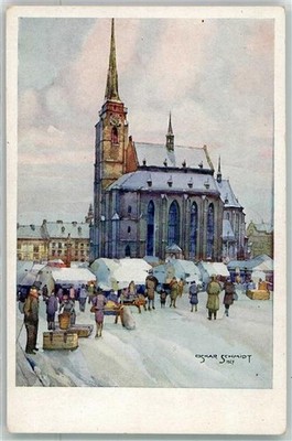 10649028 - Plzen Winter Charm sv. Bartolomeje signed Oskar Schmidt Plzen / Pilsen