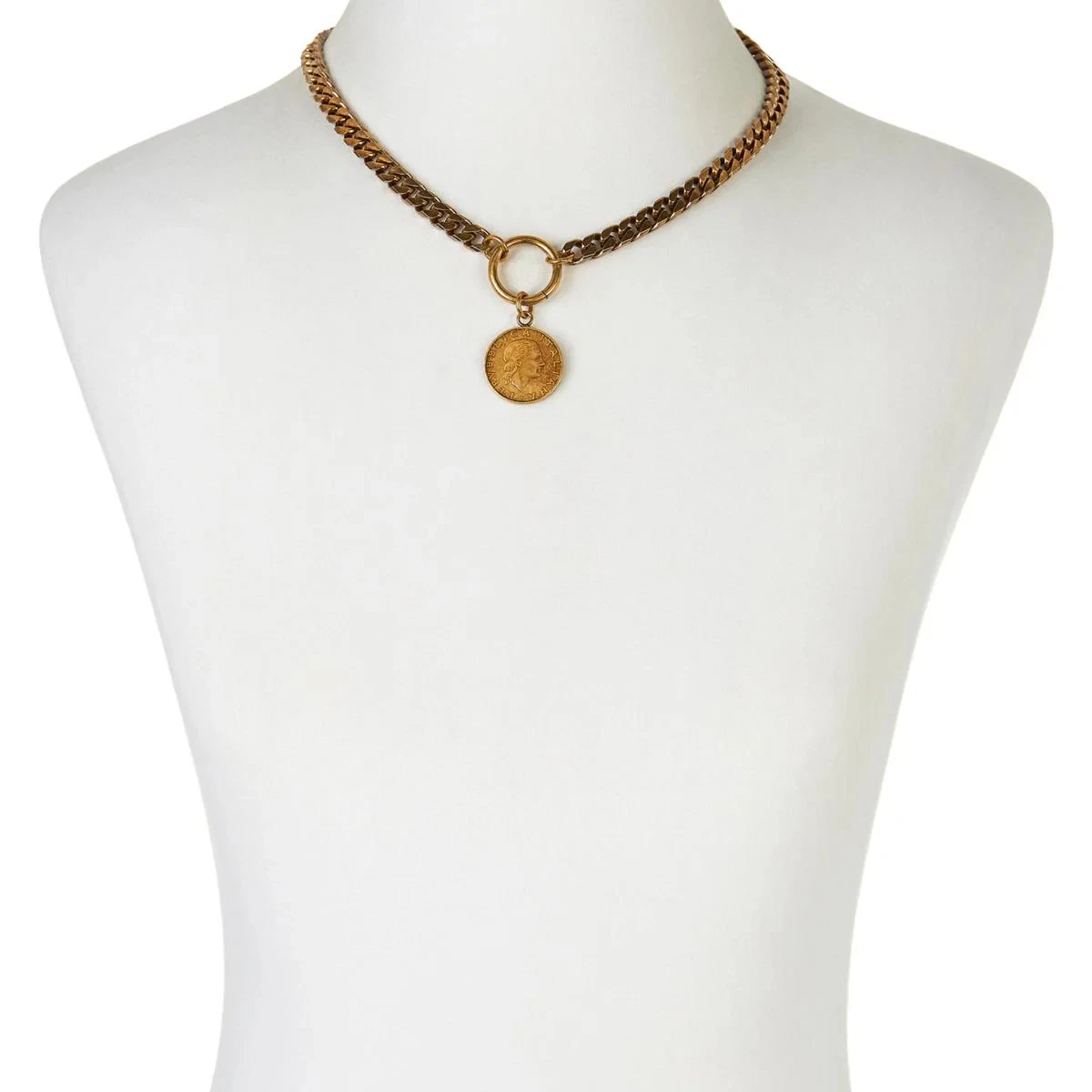 Bellezza Bronze Bold Chain Lira Necklace, 18" - product detail image 3